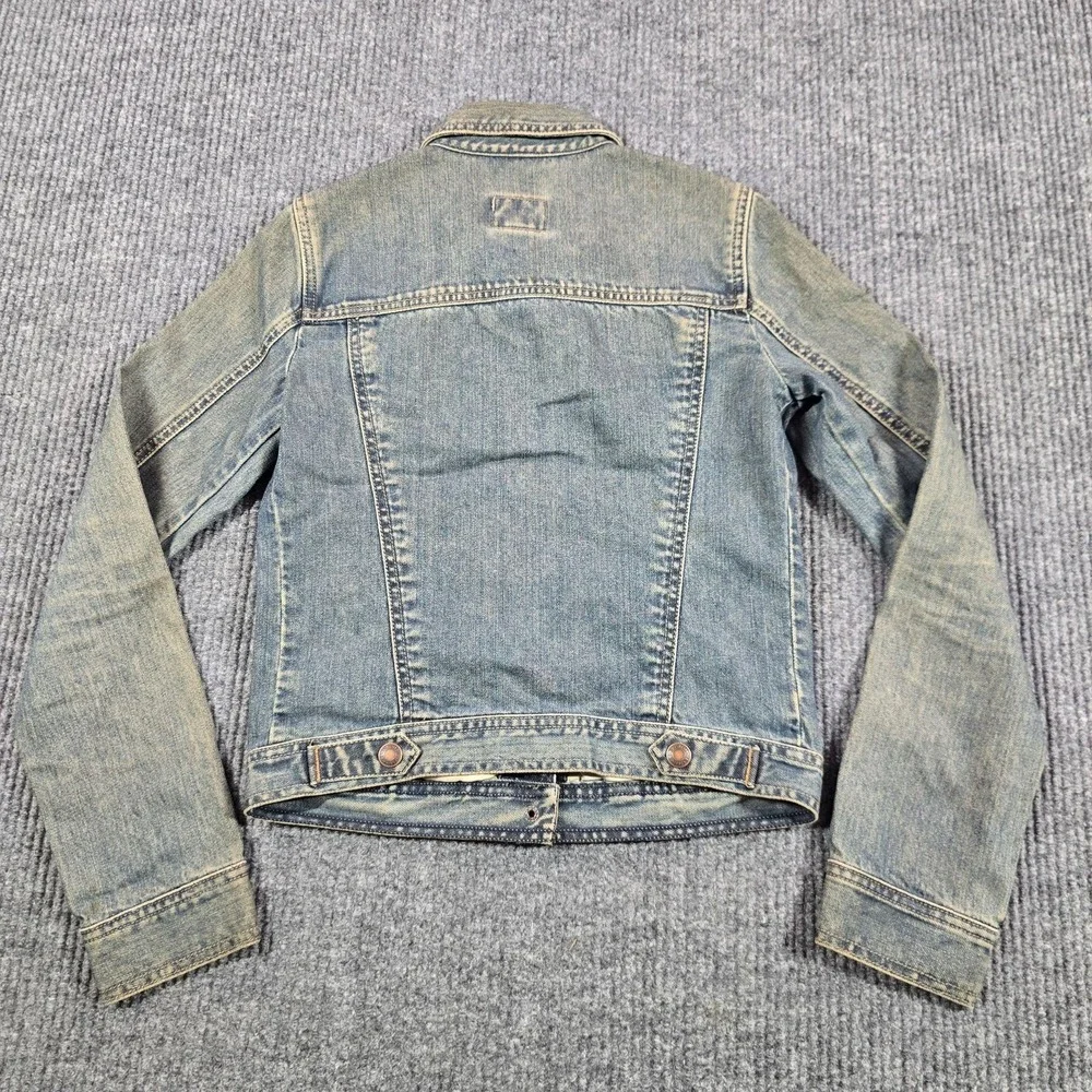 Abercrombie Denim Jacket Girls Size L Blue Light Wash Trucker Cotton Casual Y2K